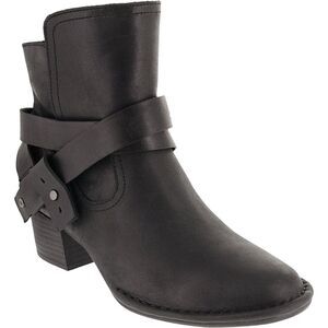UGG Elysian Black Leather Harness Ankle Boots, Size 9.5